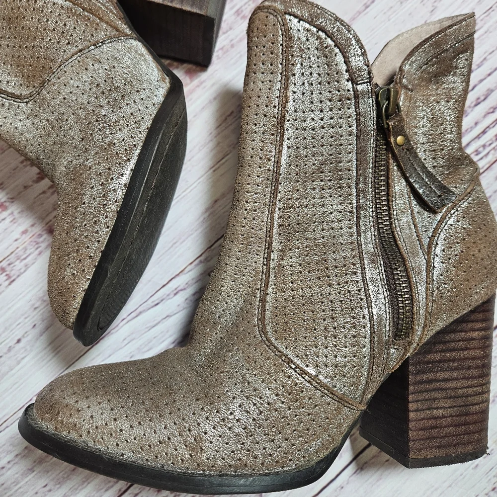 Anthropologie Metallic Ankle Boots - Picture 2 of 9